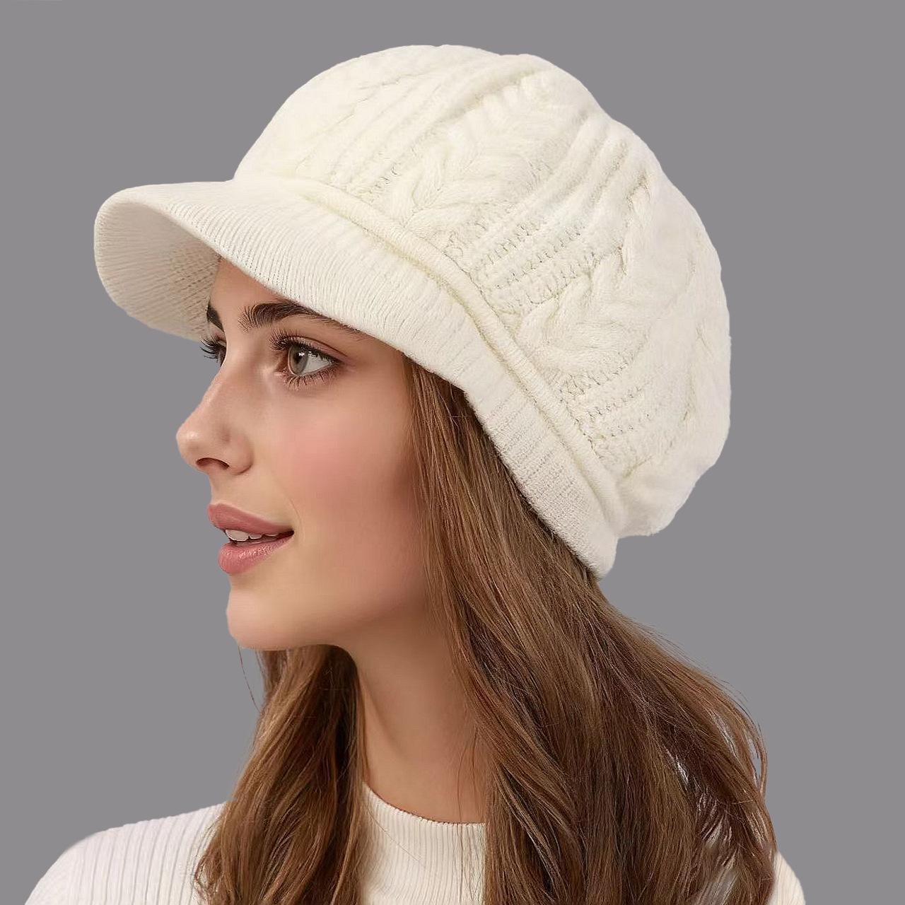 Теплый шерстяной берет-утка для женщин среднего и пожилого возраста - Осень и Зима