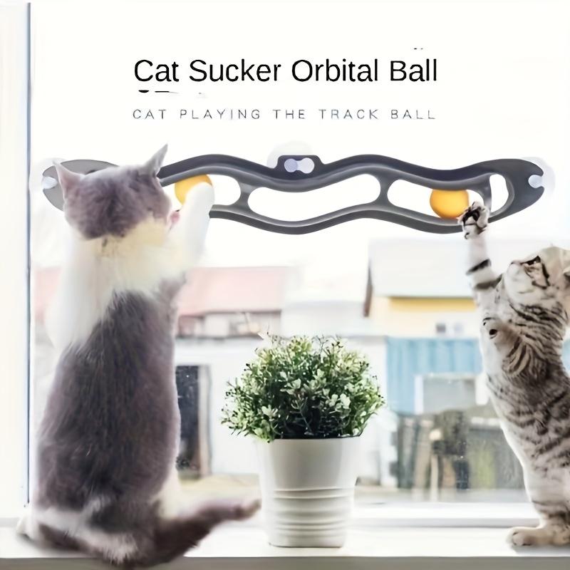 1pc Cat Toys Interactive Cat and Dog Suction ball toys Plastic Wavy Roller with Balls fun animal toys perfect window sills and furniture, cat toys