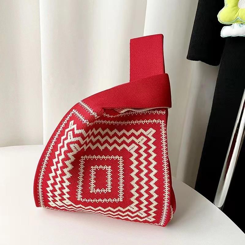 Square Rhombus Rhombus Stripe Geometric Knitted Gift Bag Handbag Handbag Handbag Tote Bag