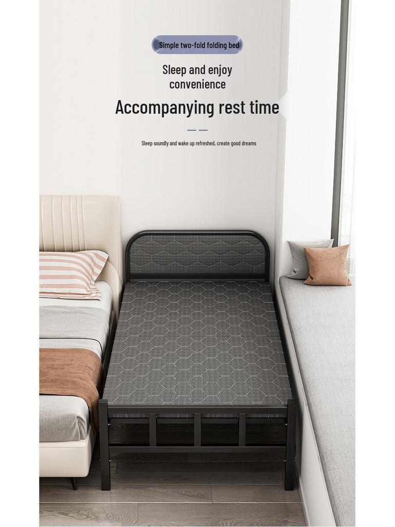 1.2m Multi-functional Folding Nap Bed with Hardboard & Iron Frame