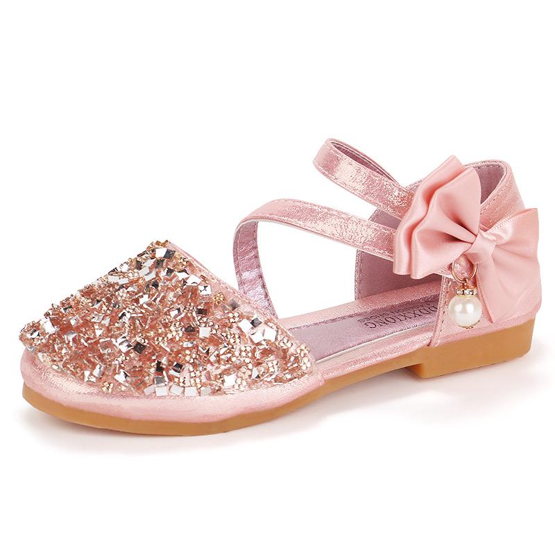 New Girl Shoes Summer Versatile Shiny Princess Shoes Exquisite Sweet Versatile Sandals Anti Slip Retro Simple Classic Kid Shoe