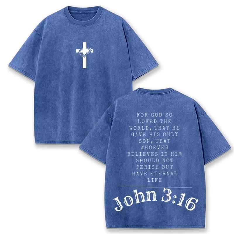 Vintage Black Christian T Shirt John  Scripture Front Back Print Oversized Tee