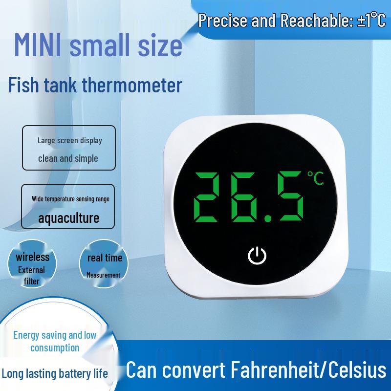 Compact High-Precision External Stick-on Aquarium Thermometer – Switchable Temperature Display for Fish Tanks