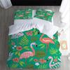 Flamingo Bettwäsche-Set Kinder Einzelbett Bettwäsche-Set mit Kissenbezug 75*50cm für Mädchen, Wendbar Weiche Steppdecke Bettwäsche-Set Für Einzelbett