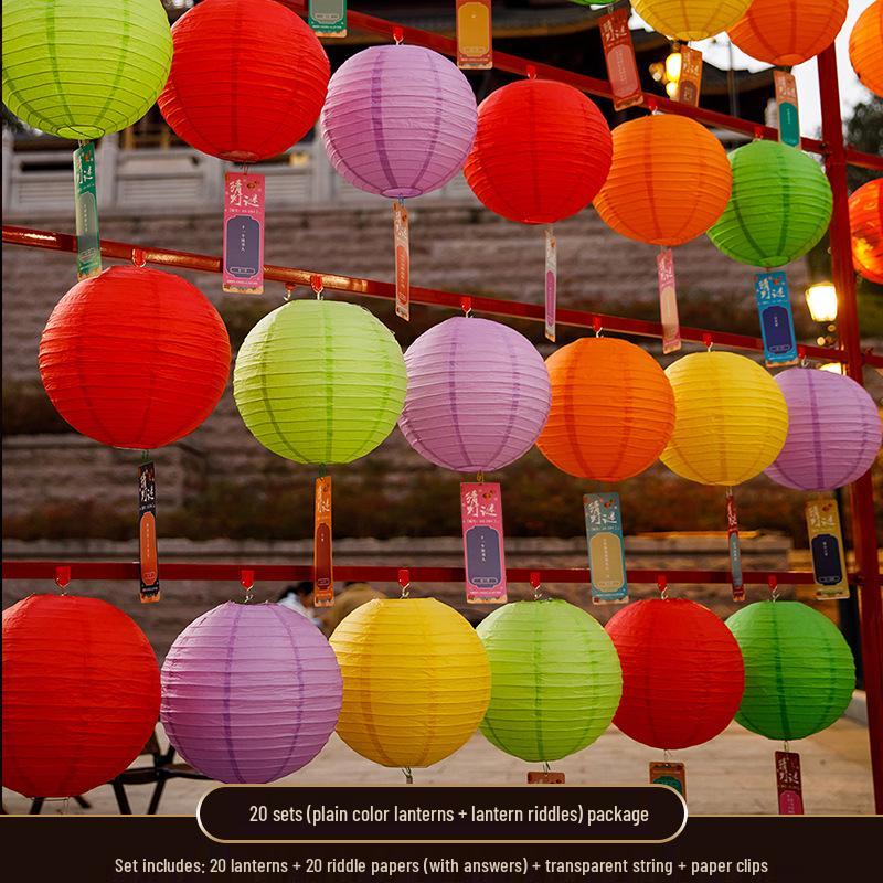Mid-Autumn Festival Chinese Luminous Flower & Palace Lanterns with Riddle Hanging Ornaments