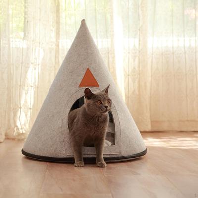 Felt Cat House Foldable Pet Pets Supplies Warm Nest Tent Mat Semi Enclosed Cozy Bed