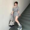 Korean Lazy Wind Casual Sports Suit Women's Summer Fashion Short Slant Shoulder Short Sleeve Short Skirt Small Two-piece Set