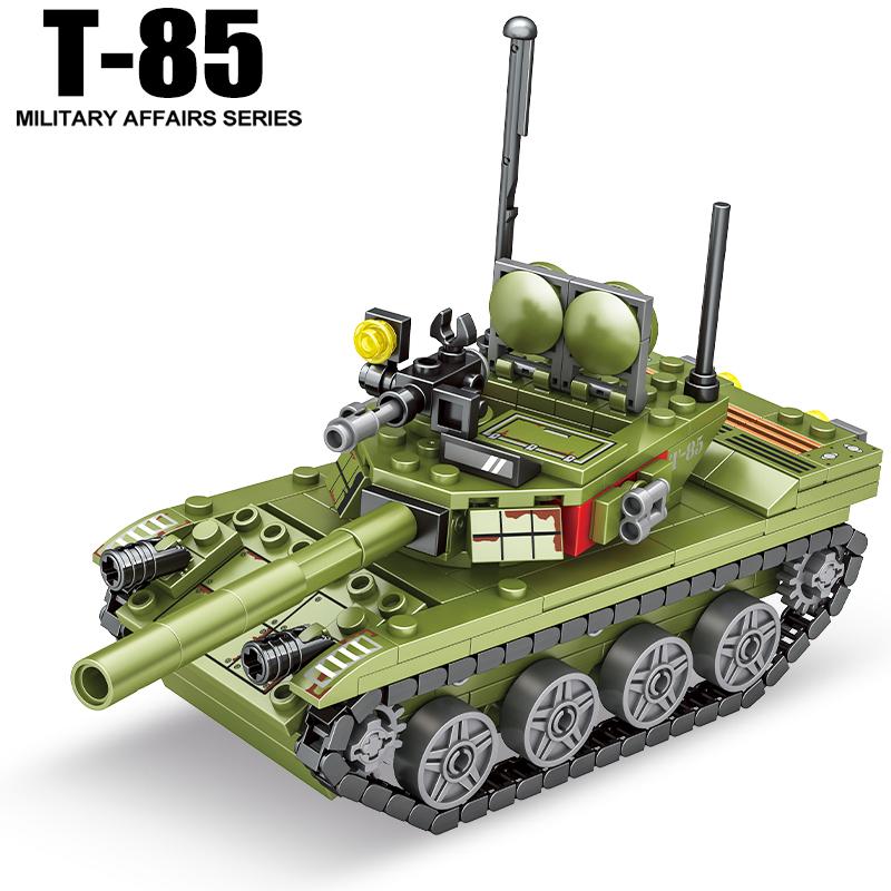 Veicoli Carro Armato da Combattimento Principale Militare T-85 WW2 Figure di Soldati dell'Esercito Blocchi di Costruzione Giocattoli per Bambini