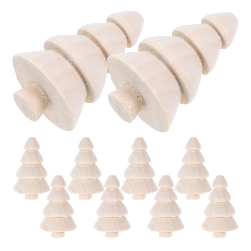 10Pcs Wooden Mini Christmas Tree Blanks Unpainted Craft Pieces for Custom Holiday Decorations DIY Festive Home Adornment Set
