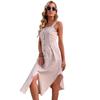 Summer solid color suspender skirt slim-fitting irregular cotton and linen dress