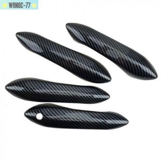 4x/Kit Carbon Fiber ABS Exterior Door Handle Cover Trim Fit For 5 Series