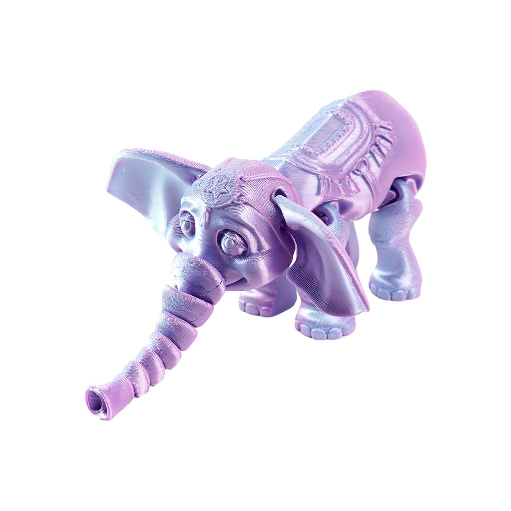 14.5cm Random Gradient 3D Printed Elephant Statue DIY Craft Animal Figurine with Movable Joint Elephant Ornament Tabletop Decor