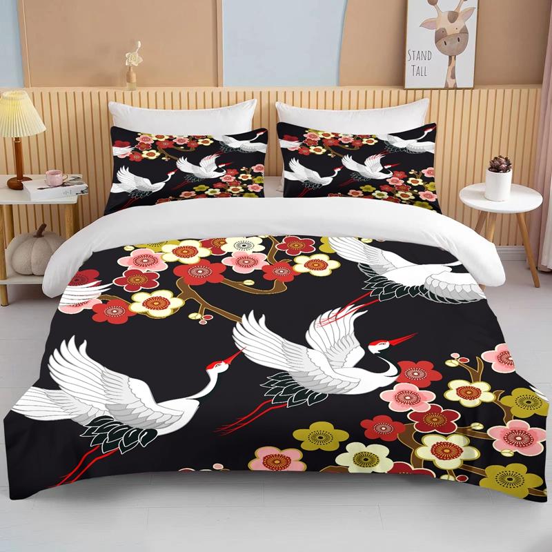 10 Sizes Japanese Kimono Fine Pattern Bedding 3 Piece Set king size double  bedding set microfiber or polyester duvet cover set