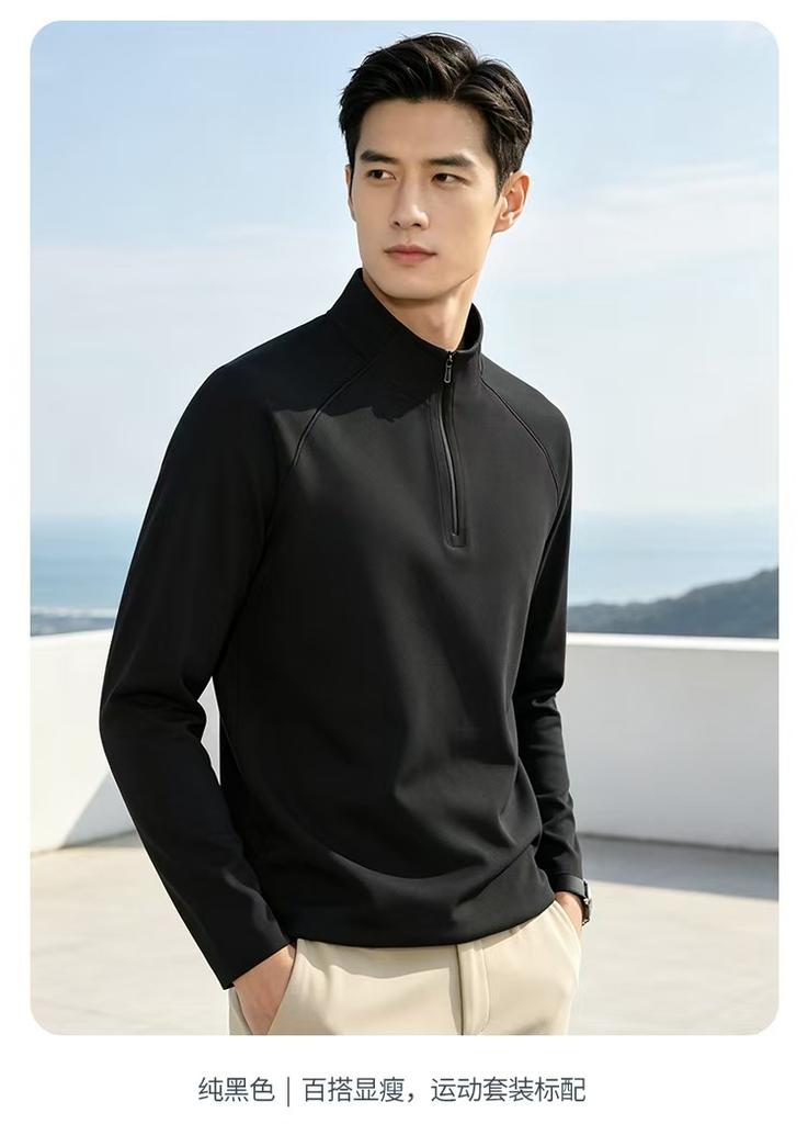 Sweater Autumn and Winter Simple Style Daily Bottom Shirt Casual Versatile Half Zipper Sports Casual Long Sleeve