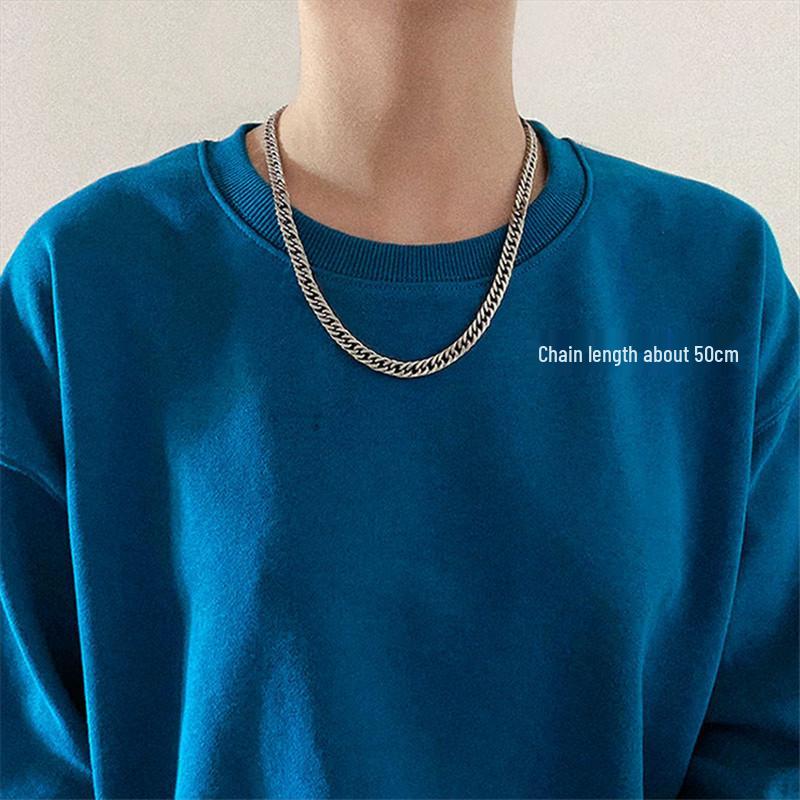 Europeisk og amerikansk hiphop chunky cubansk kjedehalskjede - Trendy street-stil for menn og kvinner, high-end bredt kragebens-tilbehør