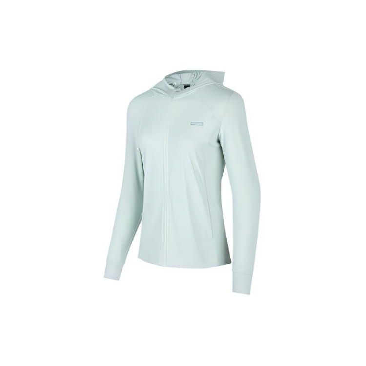 Skechers Zipper Comfortable Elastic Hooded Jacket Women Jackets Light-Gray Teal P224W077-03PB S