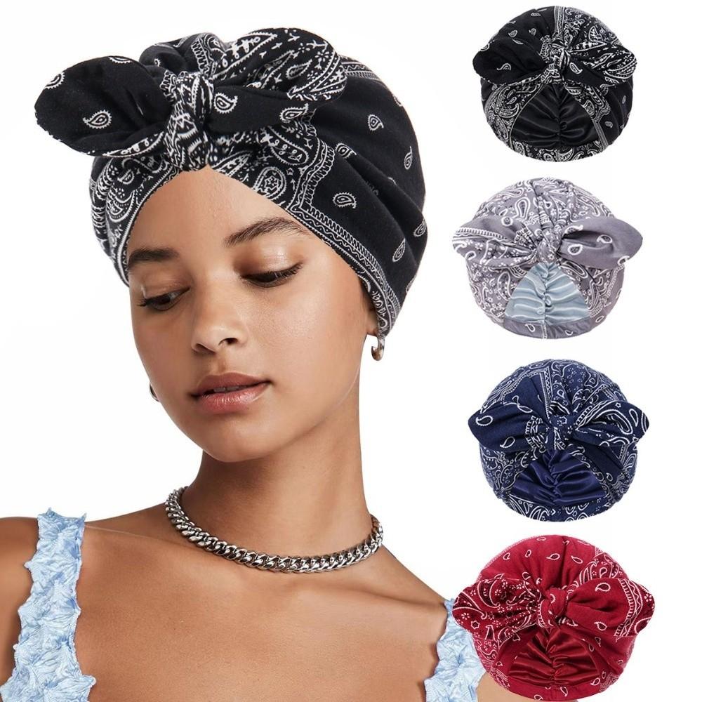 Paisley Print Pre-Tied Head Wrap Satin Lined Hair Cover Bonnet Bandana Turban Hat Casual Wear