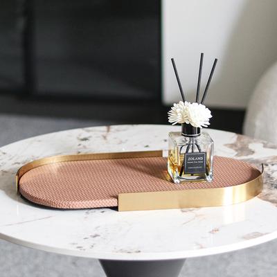 Leichtes Luxus-Aromatherapie-Tablett aus Leder, oval, Ins-Stil, für Wohnzimmer, Schlafzimmer, Schmuck, gewebtes Leder, Aufbewahrungstablett, Dekoration