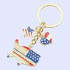 Independence Day Keychain Pendant, Enamel Zinc Alloy Key Holder with USA Letters Stars Hearts Patriotic Design, American Flag Accessory