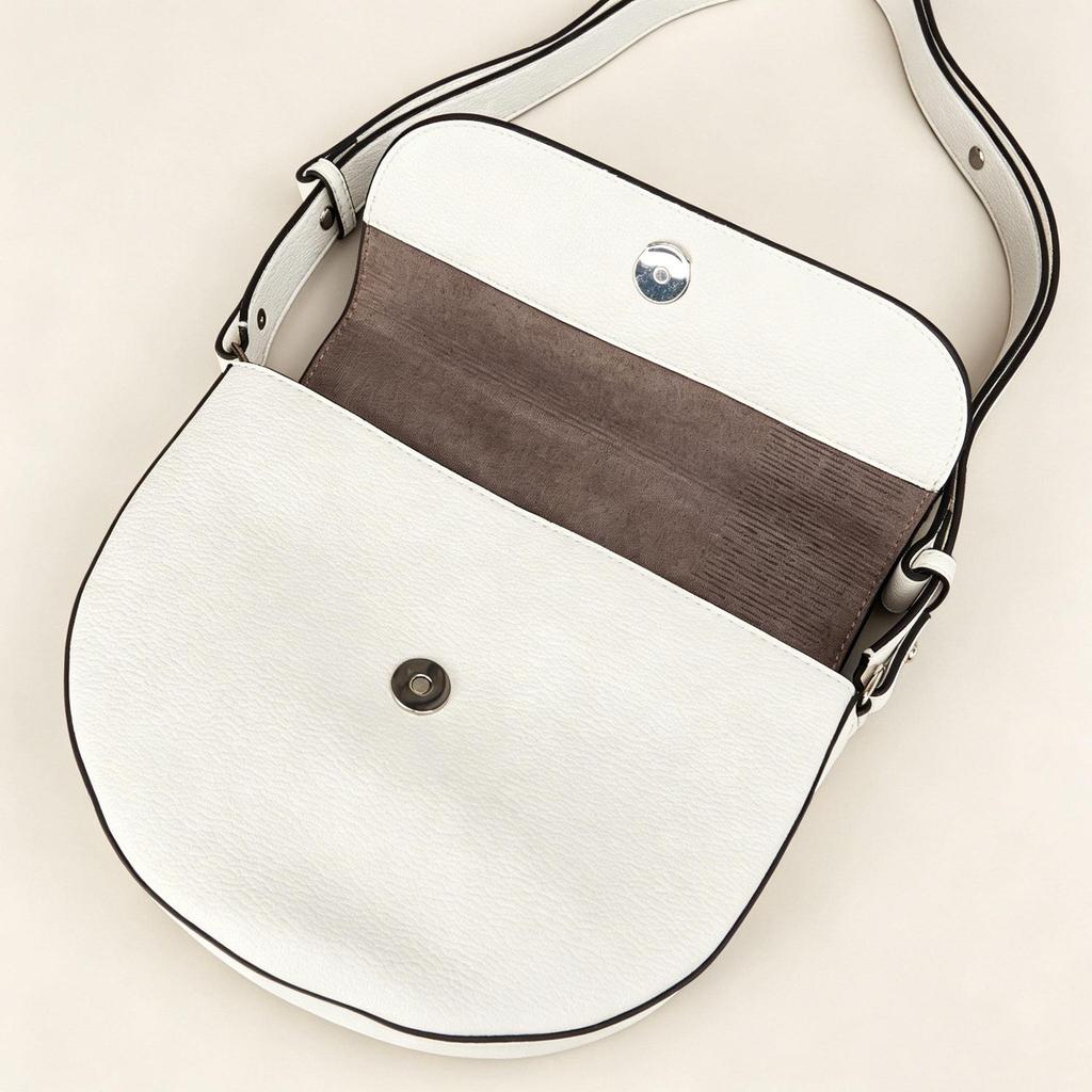 Women's Italian Leather Saddle Bag - Simple Style, Single Shoulder or Cross-Body with Magnetic Buckle
