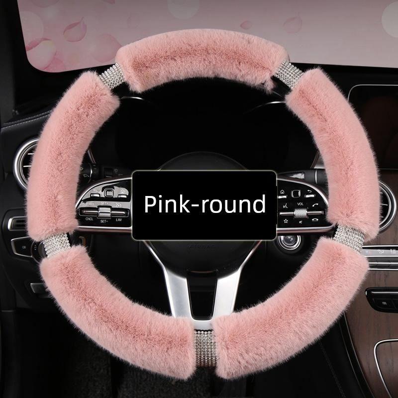 Car Steering Wheel Cover Winter Warm Short Plush Universal Car Handle Cover Trendy Cute Goddess Fashion Style Interior Decoration