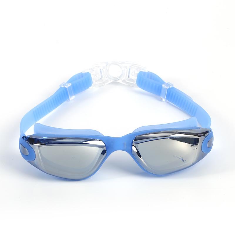 

Anti-fog high-definition swimming goggles, swimming glasses for men and women, diving equipment, adult large-frame swimming goggles, universal Blue Silver