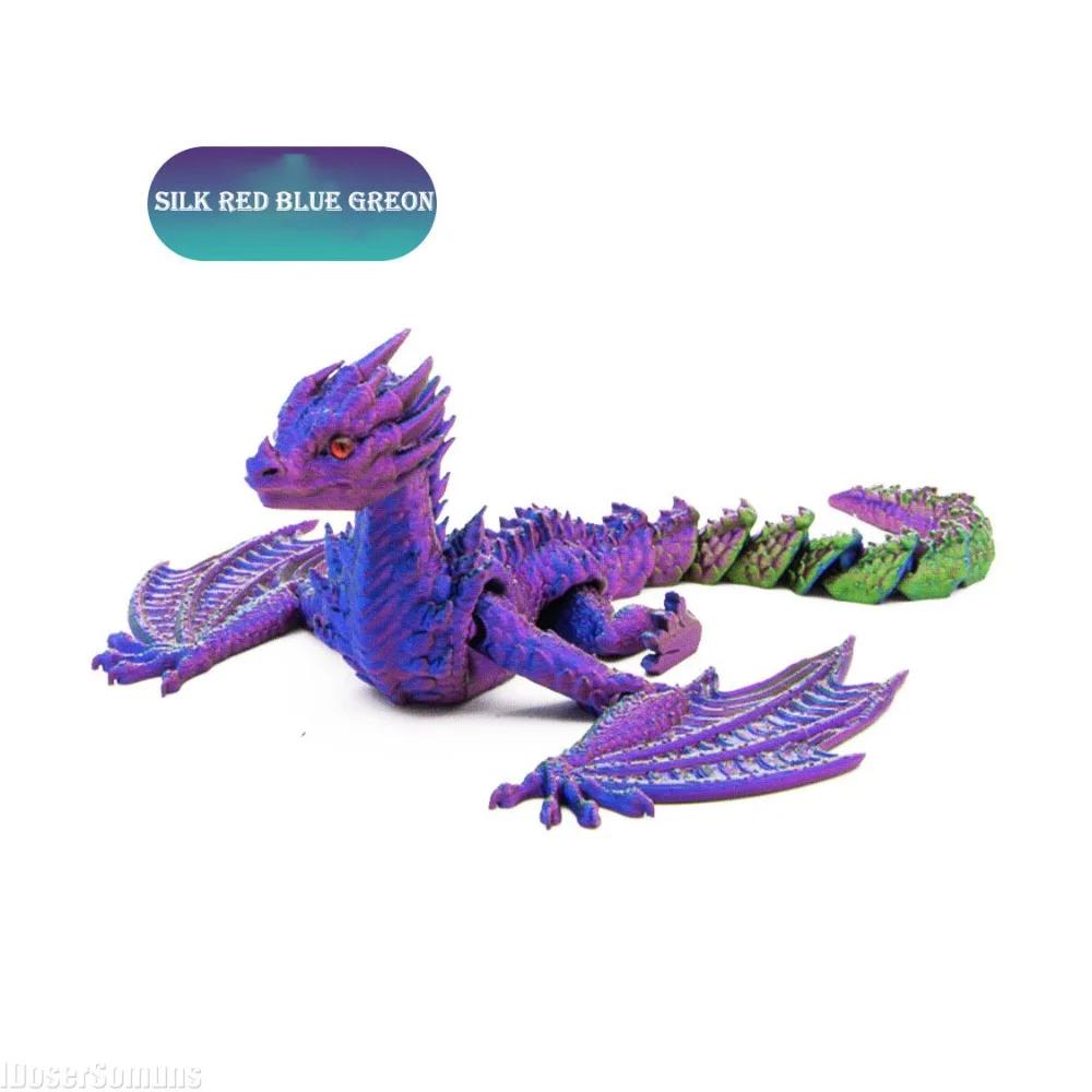 Creative Toys 3D Printed Dragon Full Body Joints Home Furnishing and Decoration Ornaments and Dazzling Colors Birthday Gifts