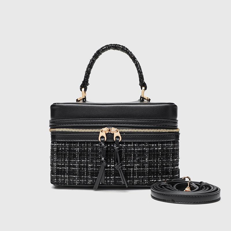 ZR Cross-border New Retro One-shoulder Cross-body Bag Style Woolen Box Portable Cosmetic Square