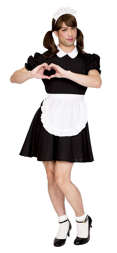 Clearstone Crossdressing MAN Cosplay Halloween Jumpy Maid MAN Unisex Black