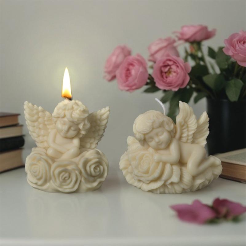 Flexible Angel Rose Scented Candle Silicone Mold And Shell Angel Scented Stone Craft Kit For Home Decors