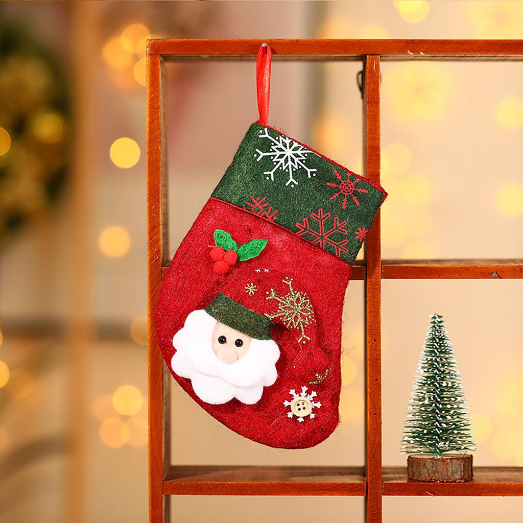 Retro Christmas Socks Gift Bag Christmas Candy Bag Stereo Gift Socks