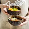 Natural Coconut Bowl Wooden Handmade Coconut Bowls For Eating Tableware Fork Spoon For Dessert Fruit Salad Mixing Rice