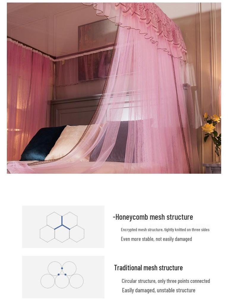 2025 Liftable Princess Style Three-Door U-Shaped Mosquito Net Canopy, Floor-Standing One-Piece Design