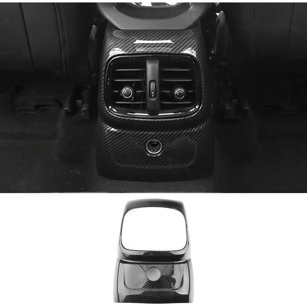 For BMW MINI F60 Rear Air Vent Frame Decoration Cigarette Lighter Charging Port Interior Trim Panel Carbon Fiber Look Black ABS