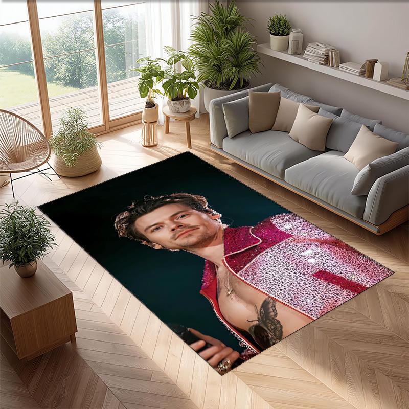 Weicher Kristall-Samt-Bodenläufer, Harry Styles Anti-Rutsch Dekorativer Teppich, Plüsch-Bereichsmatte für Indoor-Heimdekoration