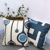 Modern Blue Geometric Linen Cushion Cover For Car Living Room Sofa Bedroom Home Decor, 40X40 45X45 50X50 60X60 Pillowcase