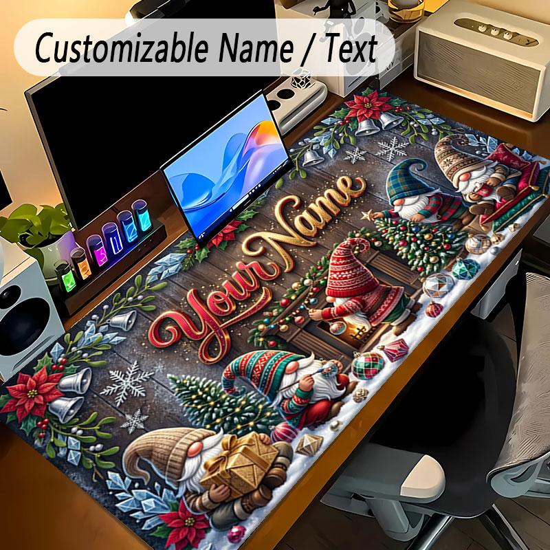 Christmas Theme Personalized Mouse Pad Custom Name Text Non Slip Desk Pad For Laptop Office Desktop