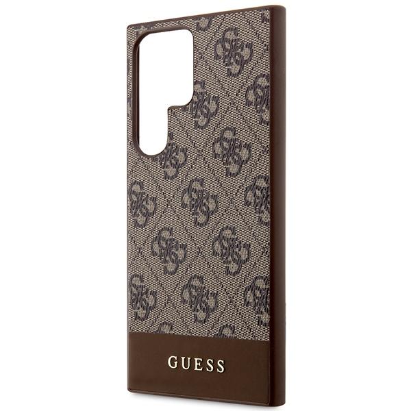 Guess Guhcs24Lg4Glbr S24 Ultra S928 Brązowy/Brown Hardcase 4G Stripe Collection