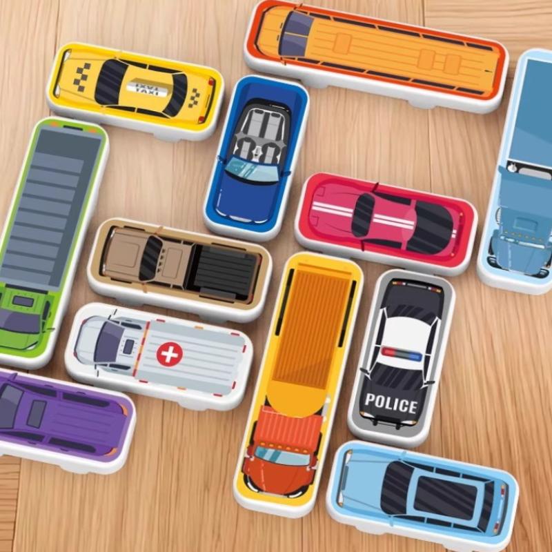 1 Set Magnetisches Parkplatz-Puzzle Stau-Spiel für Kinder Pädagogisches Logisches Denken Spielzeug Zahlen-Schiebe-Puzzle Gehirnjogger Geschenk