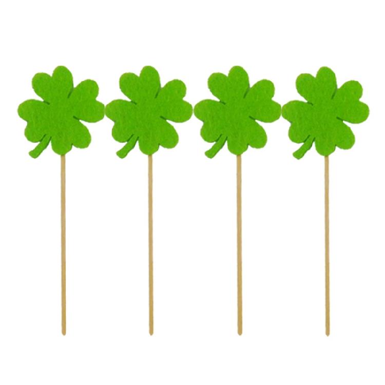 Saint Patrick's Day Clover Shape Green Cake Card Insertion Cake Decoration DIY