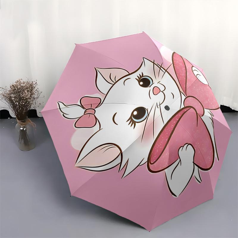 Kitty, Bow Themed Automatic Opening and Closing Umbrella, Brightly Colored 8-rib Portable Umbrella, Suitable for Men and Women, A Perfect Gift for Chr