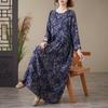 Floral Printing Vintage Maxi Dress for Women Plus Size Spring Summer Long Loose Style Lady Dress