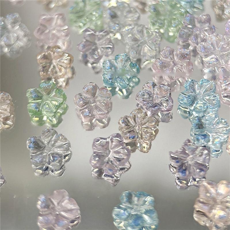 100Pcs/Pack Diy Nail Art Decor Icy Little Flower Nail Drills Five-Petal Flower Nail Art Jewelry Manicure Diamond Manicure Design