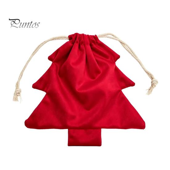 Plush Christmas Tree Ornaments Drawstring Presents Bag, Reusable Wrapping Pouch, Decorative Pendant Bags Shaped Holiday Favors Bag for Candy,
