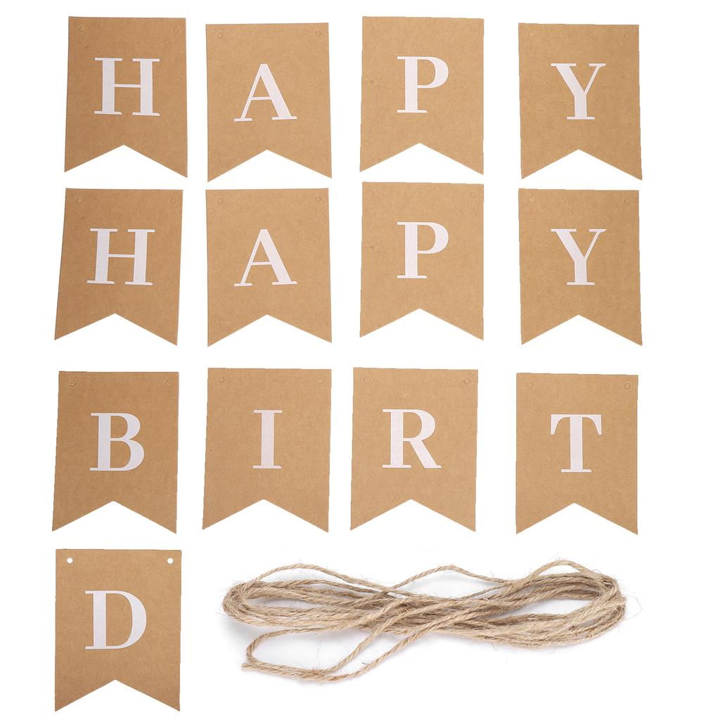Kraft Paper Card Banner HandMade Strips Letter Shape DIY Rope Tandem Parties Decorations