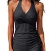 Damenmode Premium Zweiteiliger Badeanzug mit Schlitz Träger-Kordelzug-Badeanzug mit Boxershorts Tankini Schwimmen