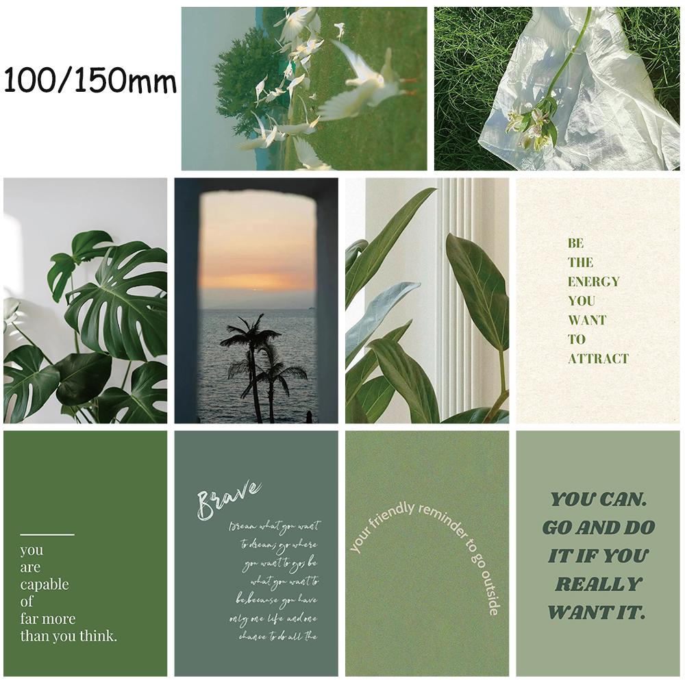 

10×15СМ 10ШТ Зеленые Маленькие Свежие Наклейки Живопись Открытка Комната Гостиная Декор Скейтборд Уличная Одежда Кофе Общежитие Наклейка