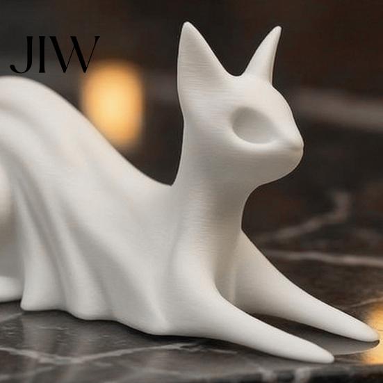 Halloween Party Supplies 3D Printed Cat Ghost Desk Buddy, Cute Kitty Figurine for Solid Structure Ornament Office Shelf, Spooky Kitten Ornament, Home
