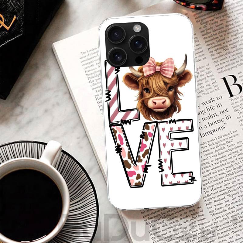 Cute Highland Cow Cover For iPhone 17 Air 16 16E 15 Pro Max 14 Plus 13 Mini Phone Case 12 11 7 8 SE Customized Print Shell 17 Ai