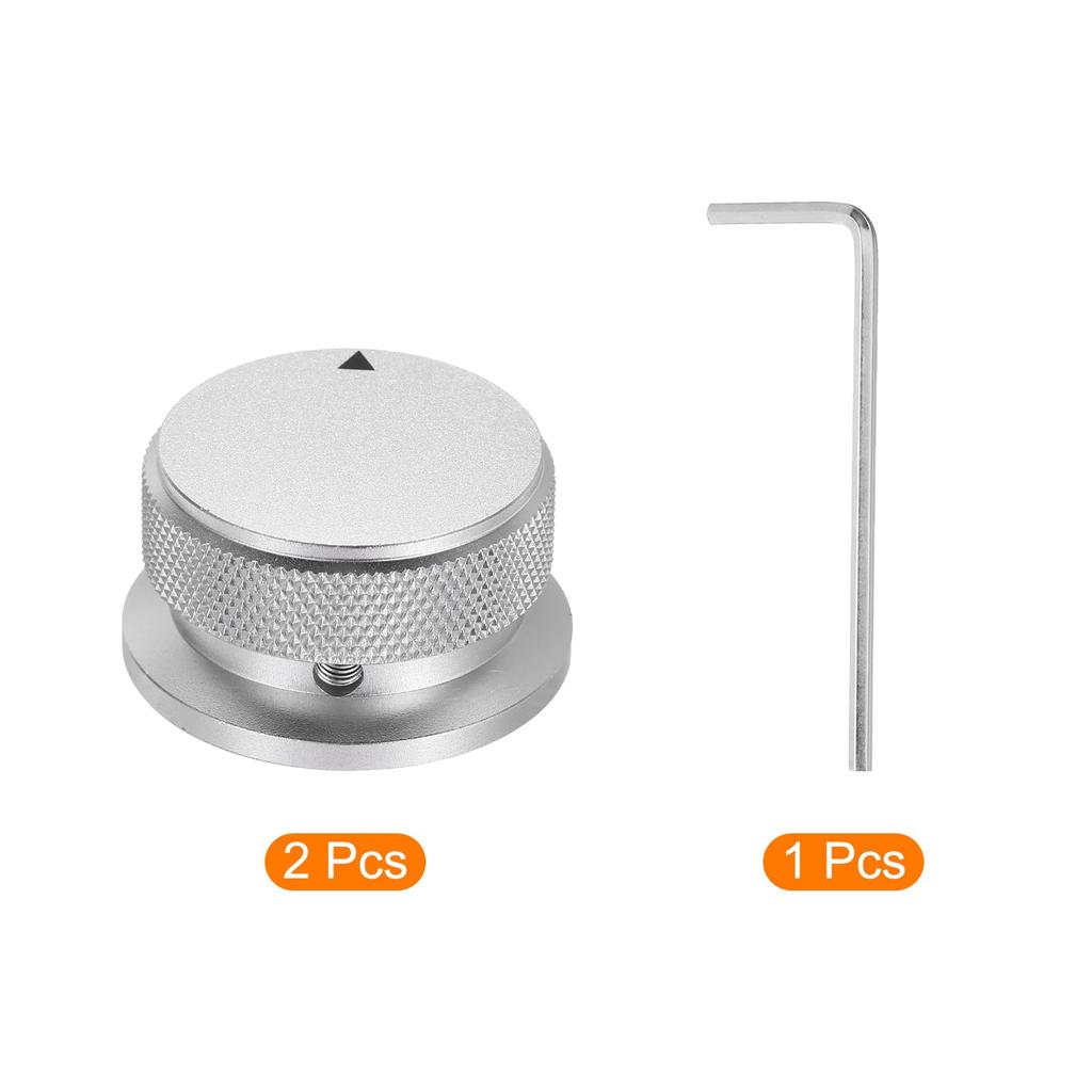 uxcell Aluminum Potentiometer Universal Volume Tone Control Knob with Arrow Indicator for Guitar and Silver 2-Piece Knob, 1/4" (6mm) Bass, 13/16"